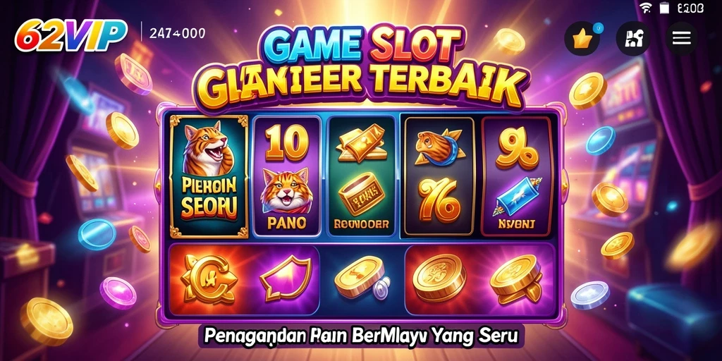 Screenshot gameplay 62VIP yang menampilkan putaran slot yang mengasyikkan.