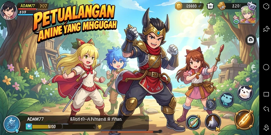 Tangkapan layar gameplay ADAM77 yang mendebarkan dan penuh aksi Anime.