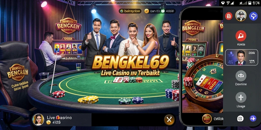 Screenshot BENGKEL69 menampilkan dealer langsung dan suasana permainan Live Casino.