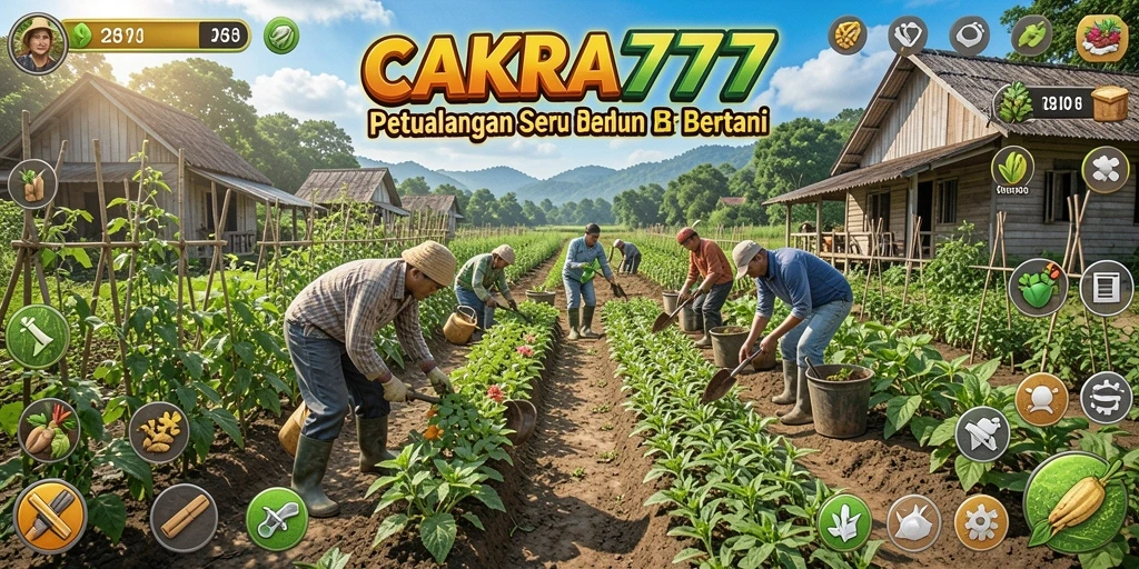 Tampilan menarik dari gameplay CAKRA777 dengan berbagai tanaman dan kebun yang berkembang.