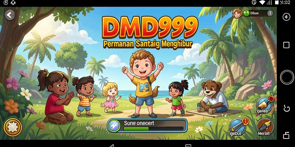 Tampilan gameplay DMD999 yang ceria dan interaktif.