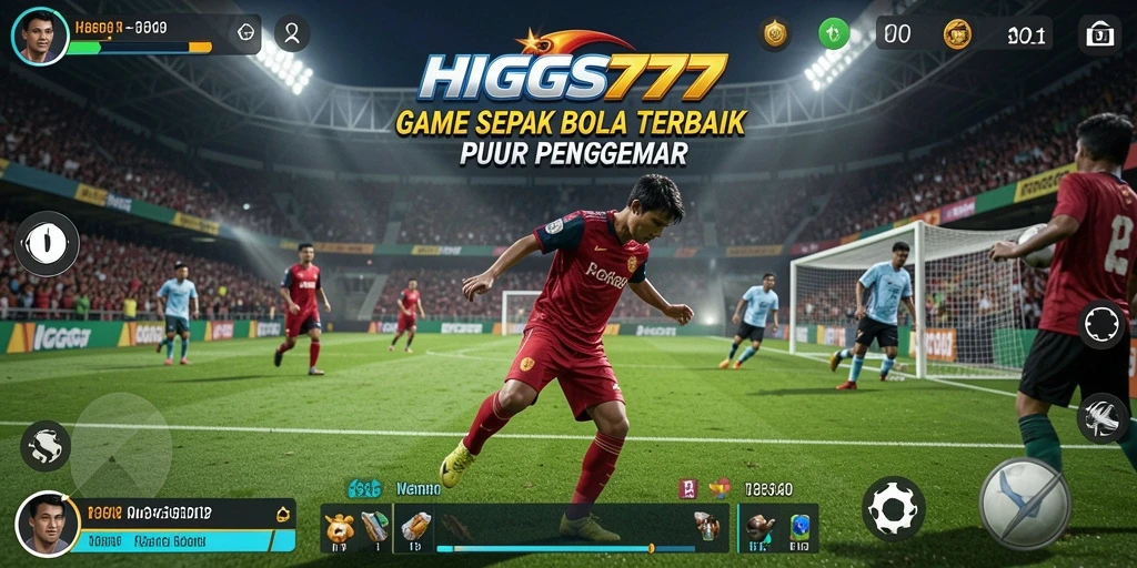 Screenshot HIGGS777 menampilkan aksi seru pertarungan di lapangan sepak bola.