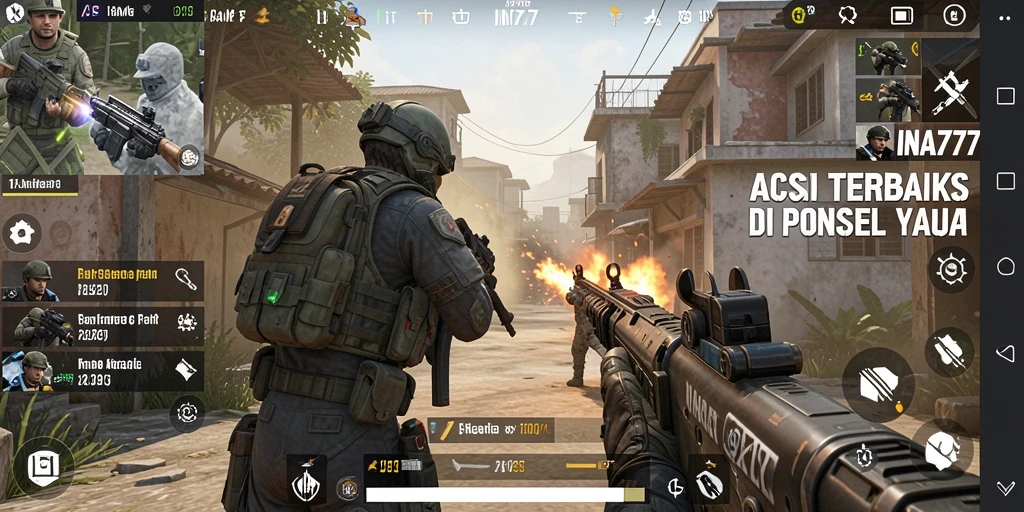 Tampilan gameplay mendebarkan dari INA777 dalam pertempuran FPS.
