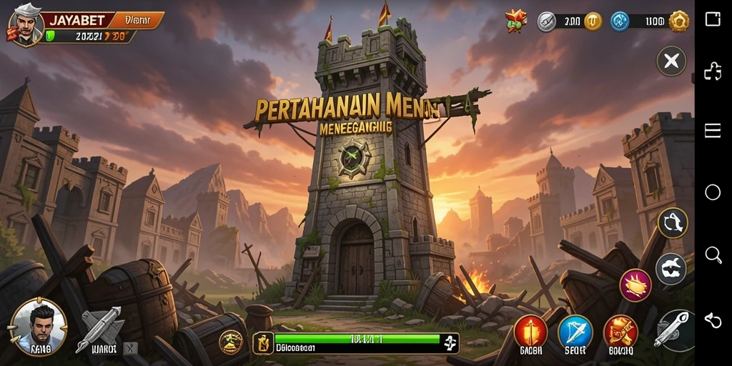 Screenshot menampilkan aksi menegangkan dalam game Tower Defense.