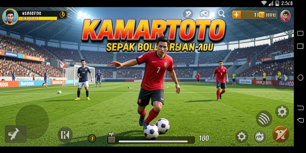 Tampilan gameplay menarik di KAMARTOTO yang menggambarkan aksi sepak bola.