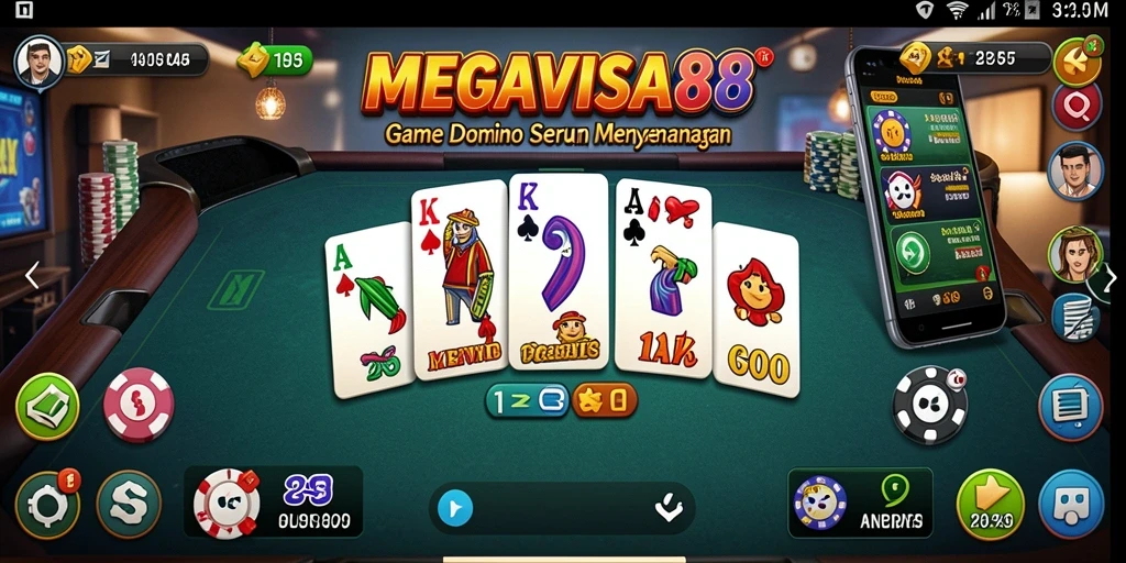 Screenshot utama MEGAVISA88 menampilkan gameplay Domino yang seru.