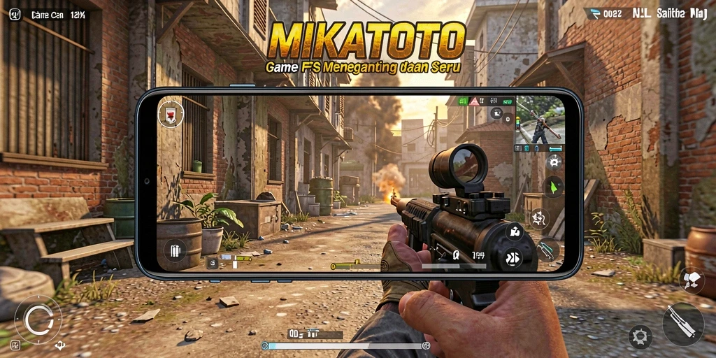 Tampilan gameplay MIKATOTO dengan aksi tembak-menembak yang intens.