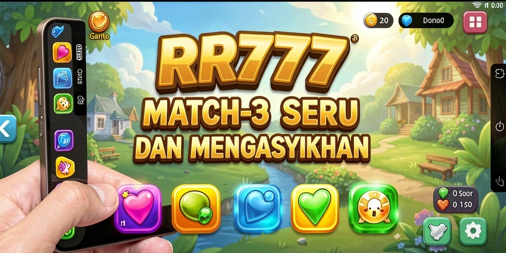 Tampilan gameplay RR777 dalam tantangan Match-3 yang menarik.