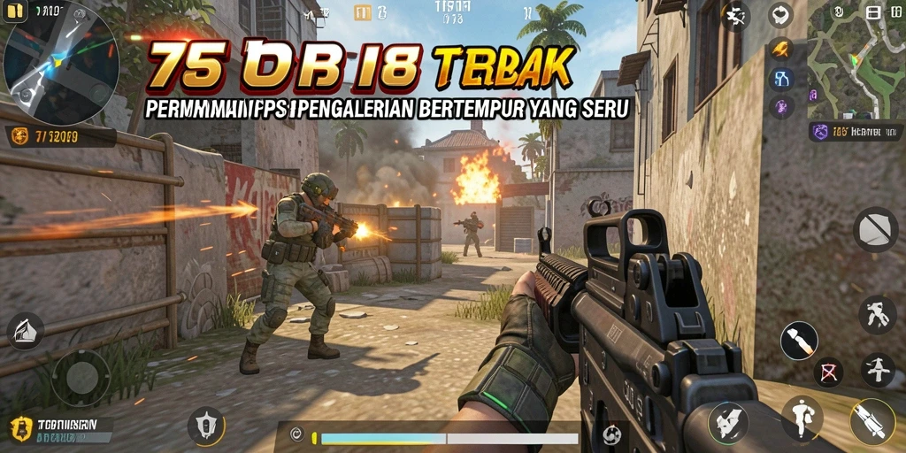 Screenshot gameplay TURBO78 dengan aksi menegangkan di medan perang FPS.
